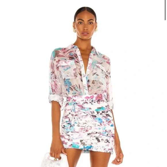 Rococo Sand Co-ord SET Floral Blouse Top Skirt Small XS White Cute Rare